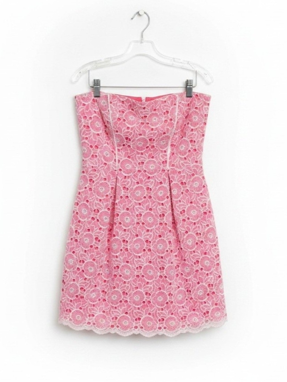 Jessica Simpson Pink Strapless Floral Lace Mini Dress